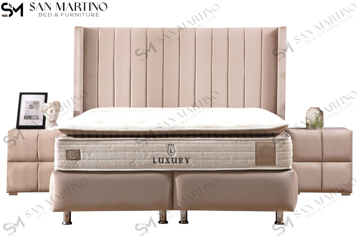 Lit Coffre TOKYO Velours Beige