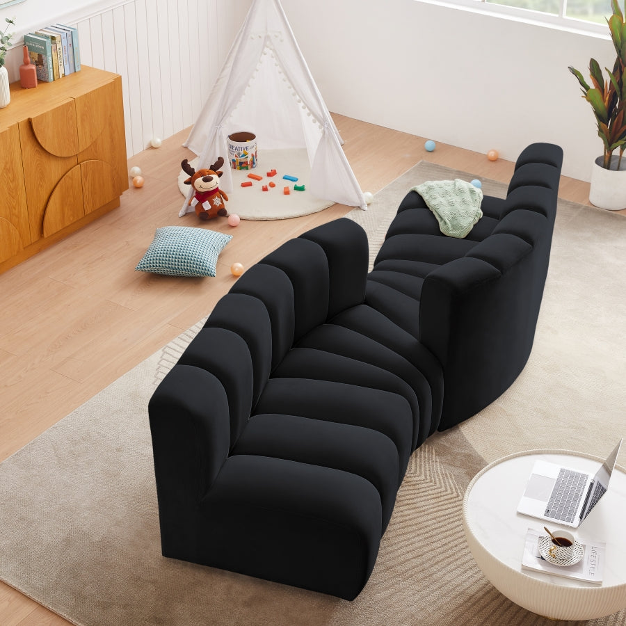 Canapé en Coupe Arc 4 Pièces : Velours et Design Courbé