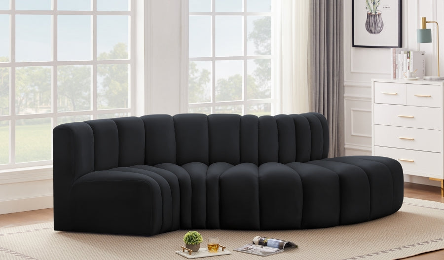 Sofa en Coupe Arc 4 Pièces : Velours et Design de Salon