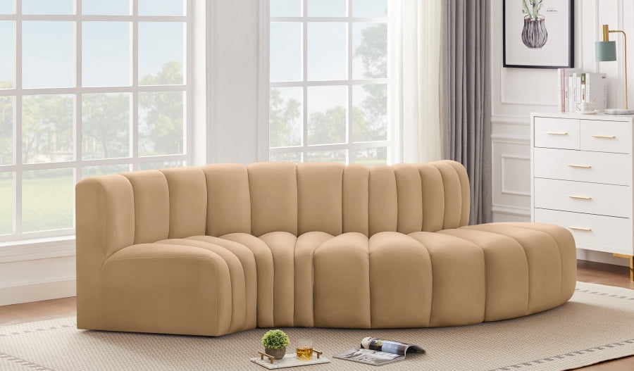 Sofa en Coupe Arc 4 Pièces : Velours et Design de Salon