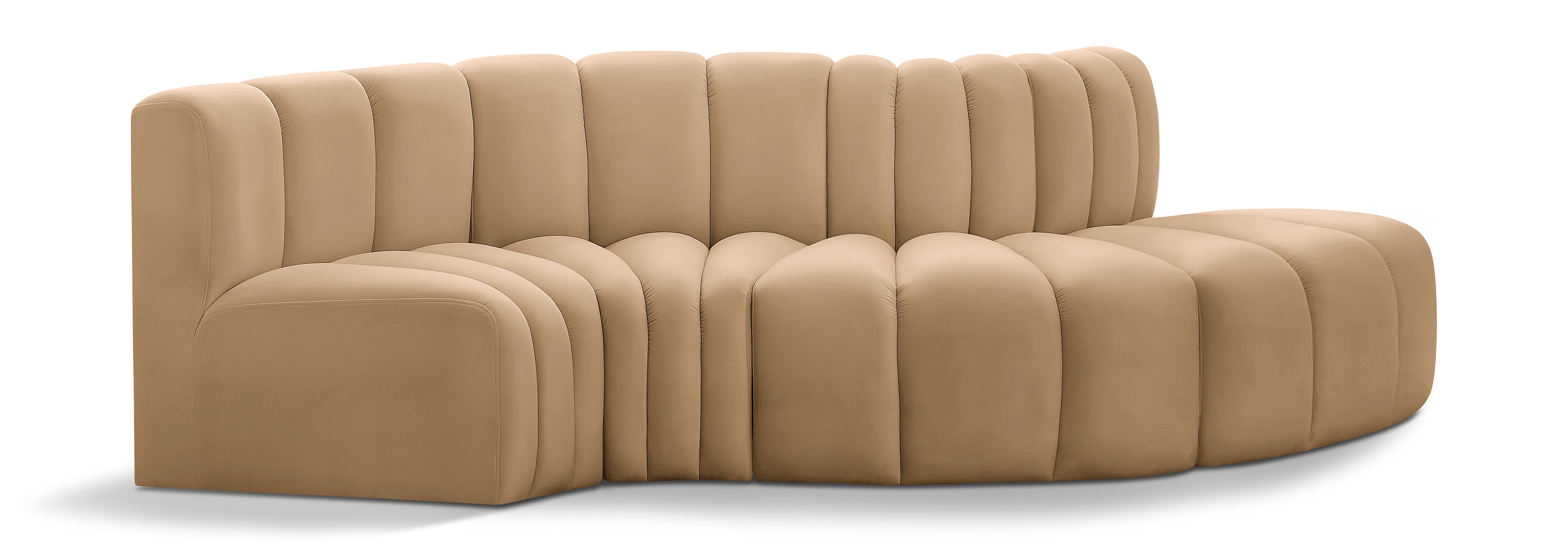 Sofa en Coupe Arc 4 Pièces : Velours et Design de Salon