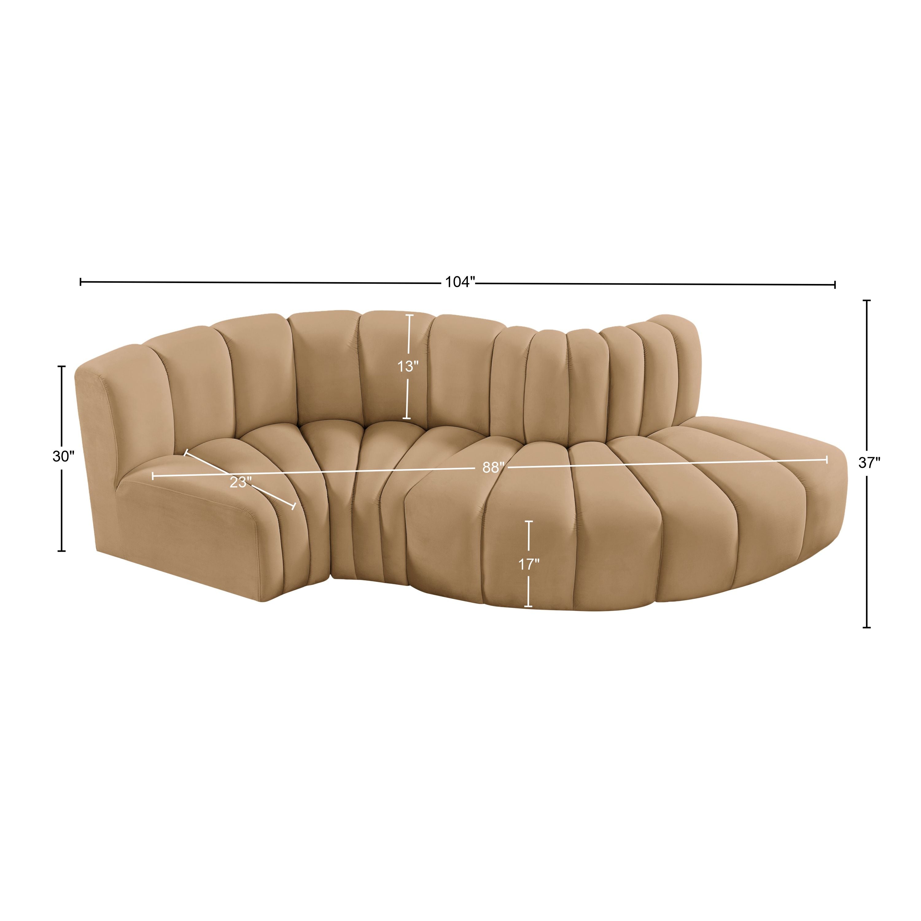 Sofa en Coupe Arc 4 Pièces : Velours et Design de Salon