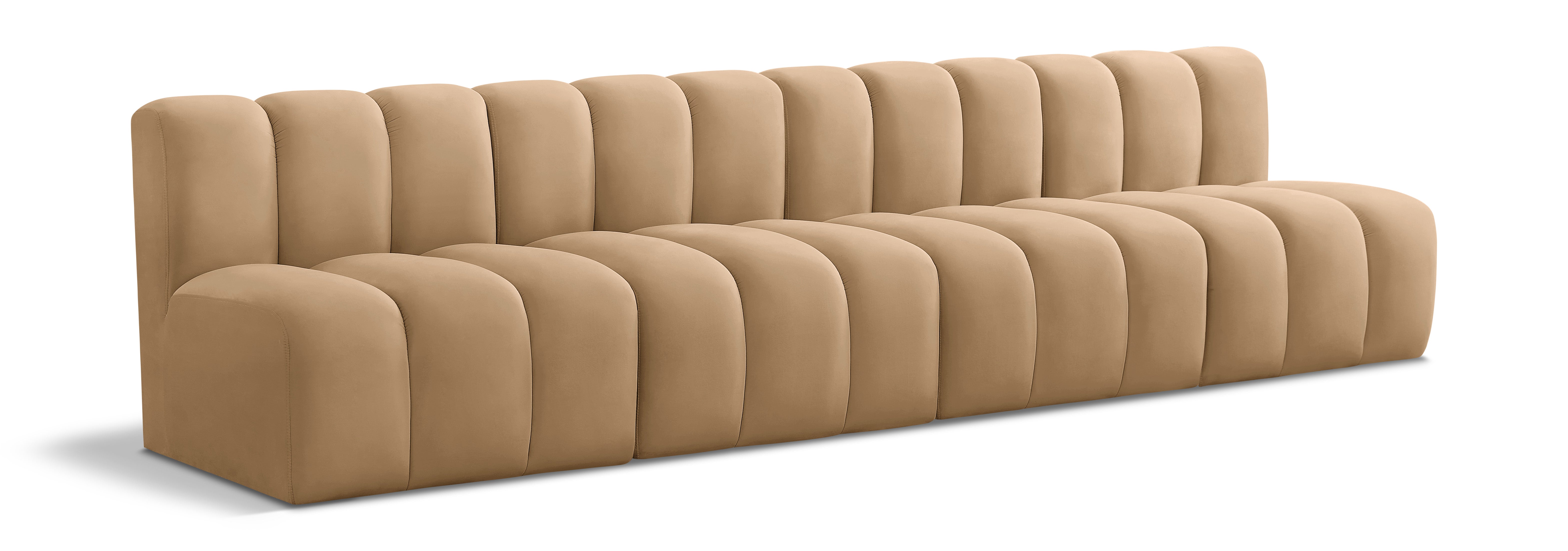 Sectionnel Modulaire 4 Pièces Arc en Velours Noir Courbé