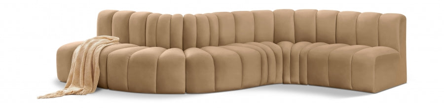 Configuration Arc 6 Pièces : Sofa Modulaire en Velours Noir