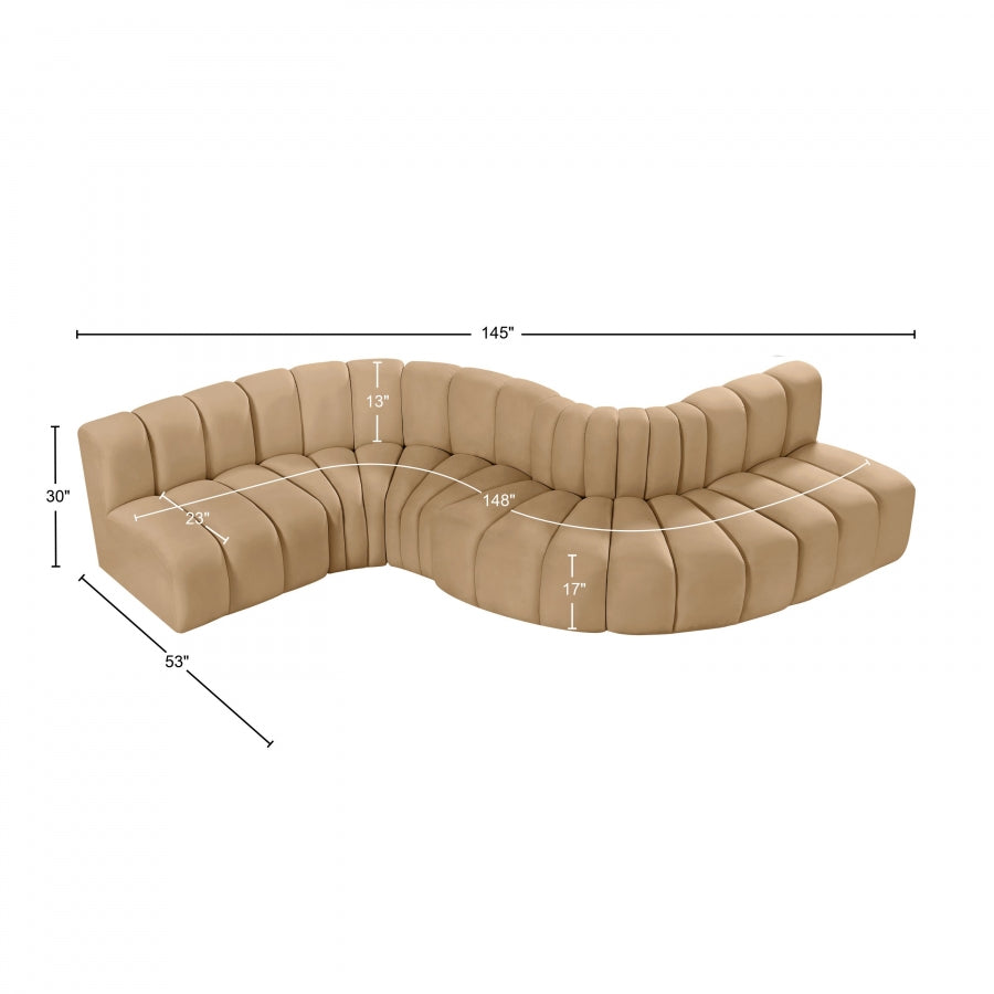 Configuration Arc 6 Pièces : Sofa Modulaire en Velours Noir