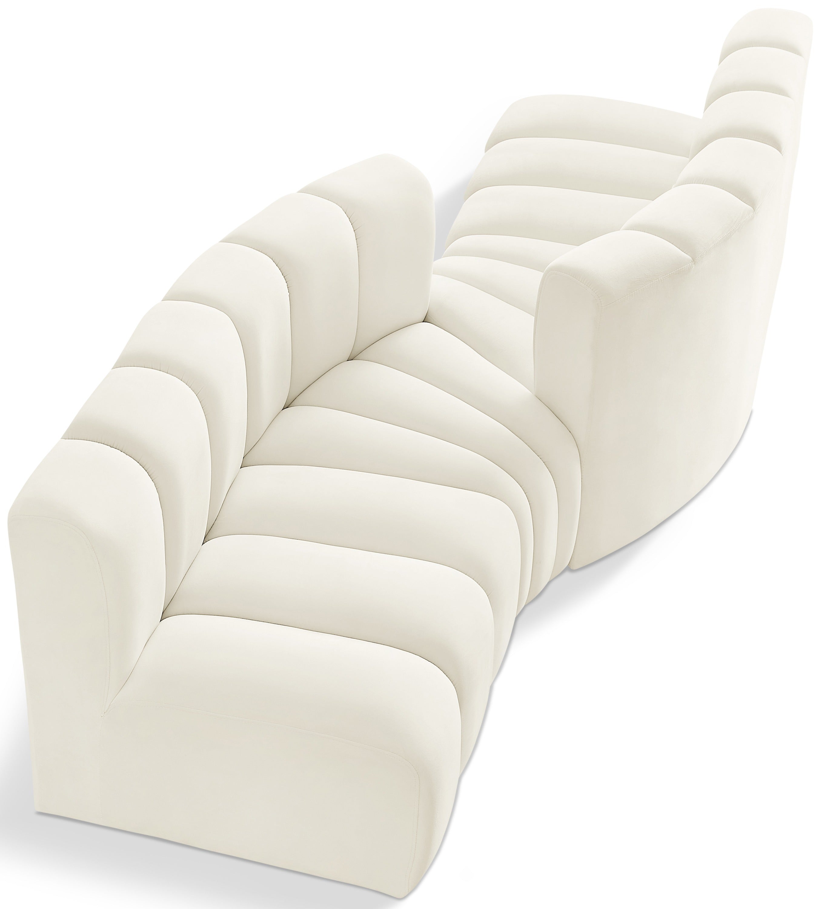 Canapé en Coupe Arc 4 Pièces : Velours et Design Courbé