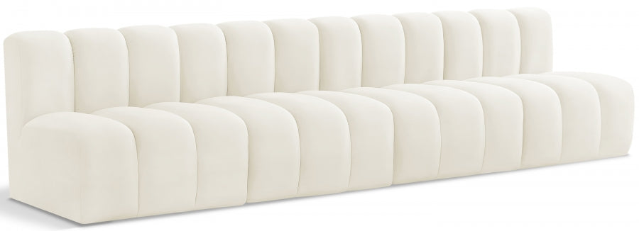 Sectionnel Modulaire 4 Pièces Arc en Velours Noir Courbé