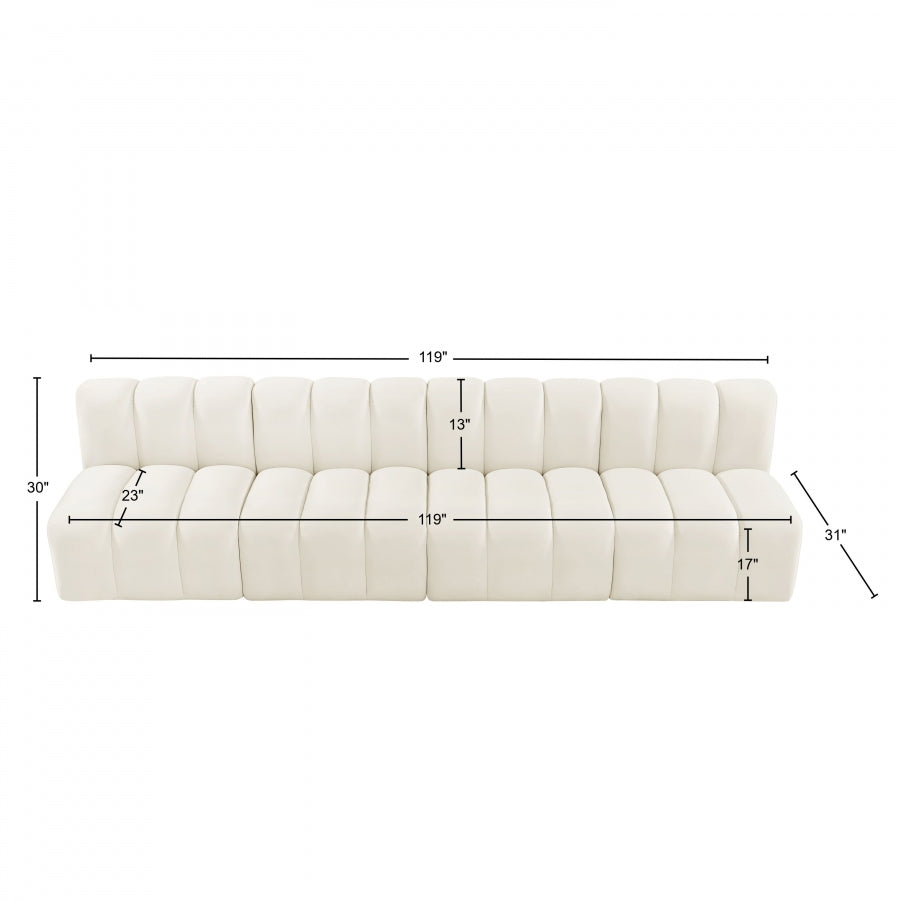 Sectionnel Modulaire 4 Pièces Arc en Velours Noir Courbé