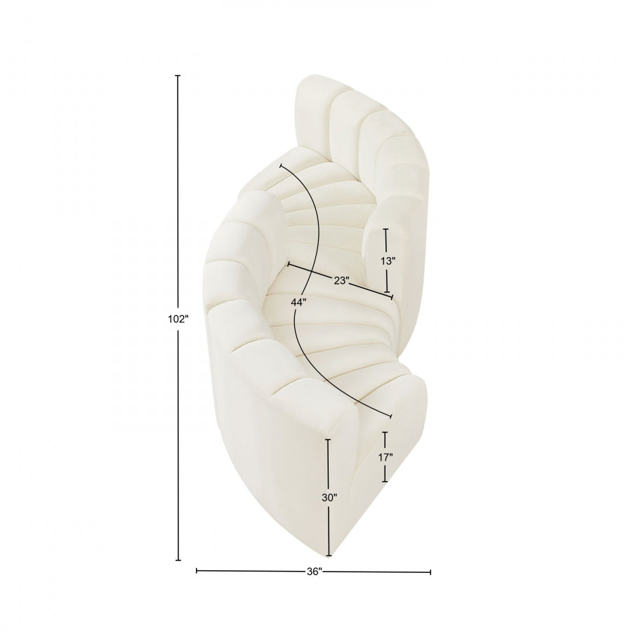 Divan Sectionnel Arc 4 Pièces en Velours à Canaux Courbé