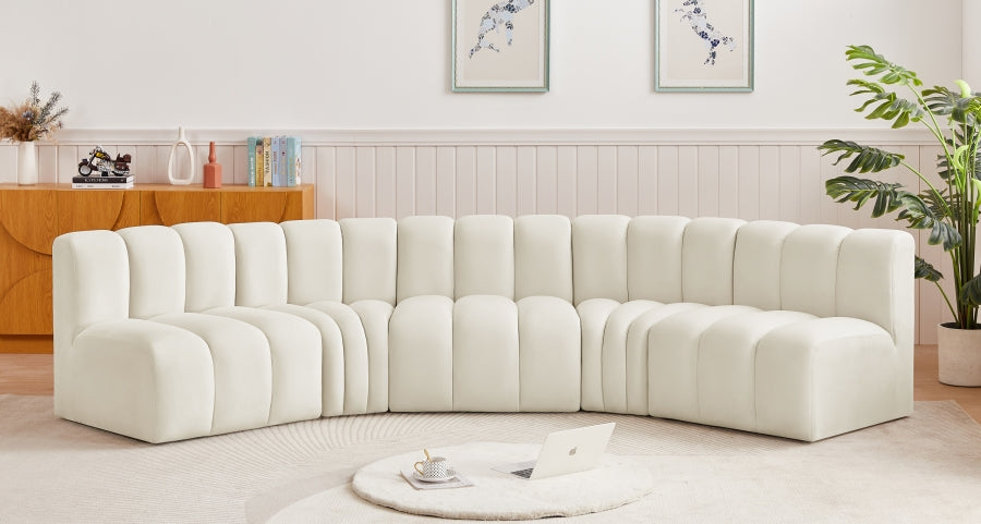 Mobilier de Salon Arc 5 Pièces : Velours et Coupe Modulaire