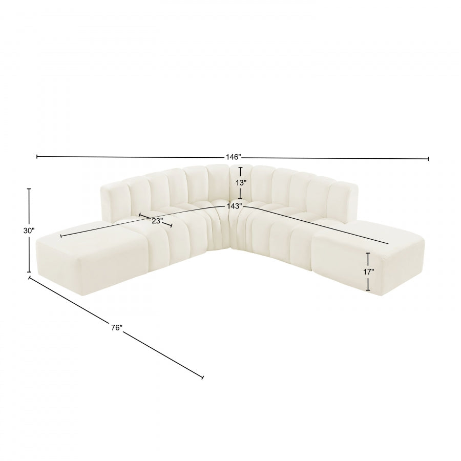 Système de Sofa Arc 6 Pièces : Velours et Design en Courbe