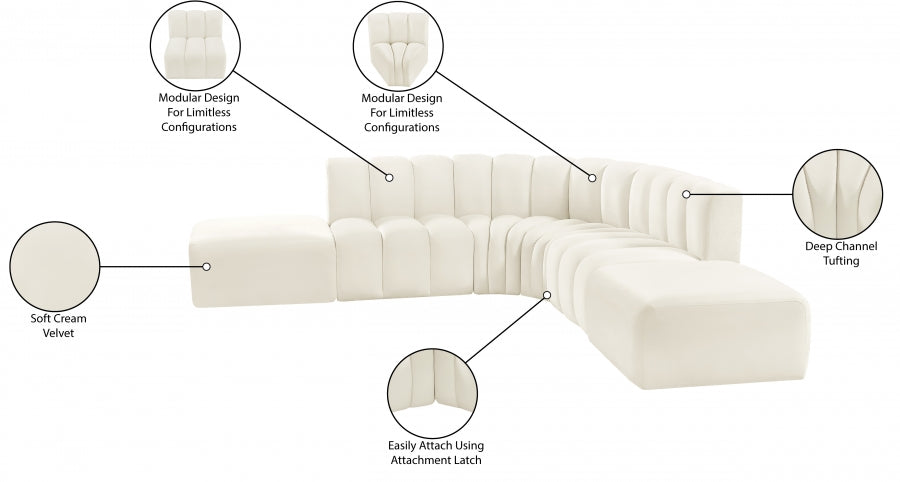 Système de Sofa Arc 6 Pièces : Velours et Design en Courbe