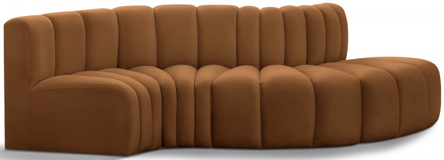 Sofa en Coupe Arc 4 Pièces : Velours et Design de Salon