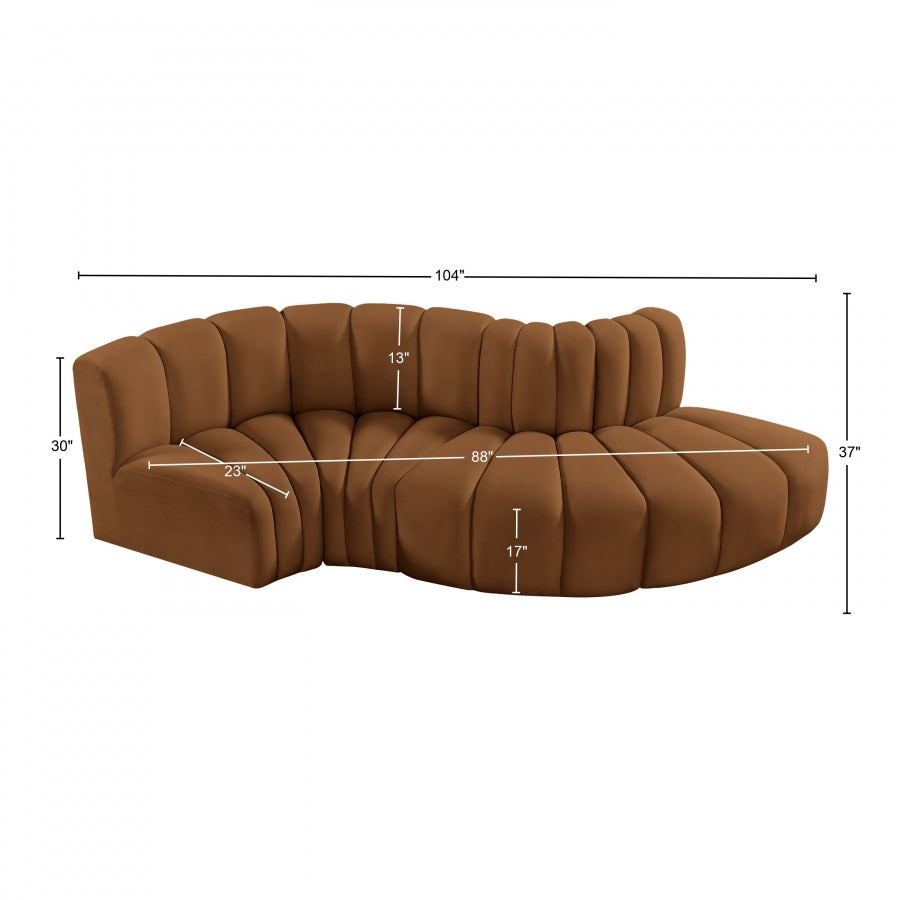 Sofa en Coupe Arc 4 Pièces : Velours et Design de Salon