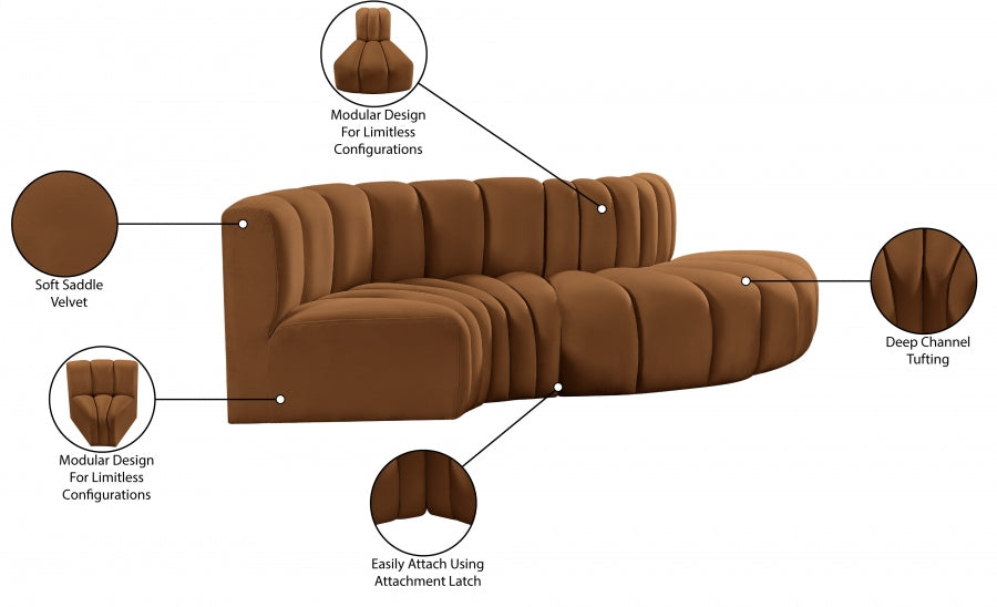 Sofa en Coupe Arc 4 Pièces : Velours et Design de Salon
