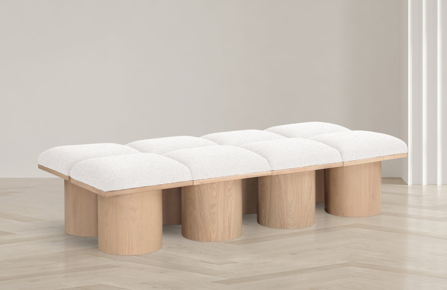 Banc Pavilion 8pc : Modulaire Art Déco en Bouclé Naturel