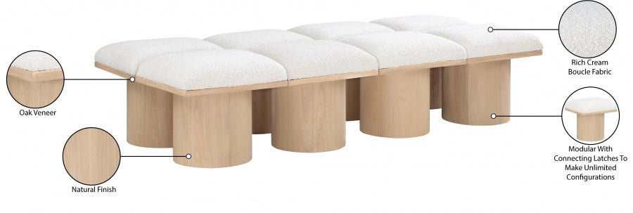 Banc Pavilion 8pc : Modulaire Art Déco en Bouclé Naturel