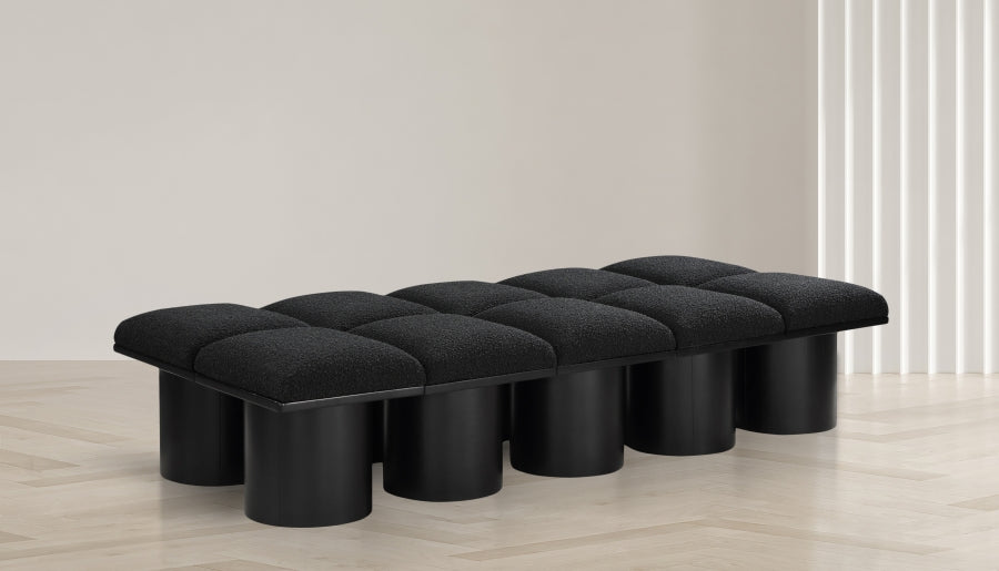 Banc Modulaire Pavilion 10pc : Bouclé Noir et Style Art Déco
