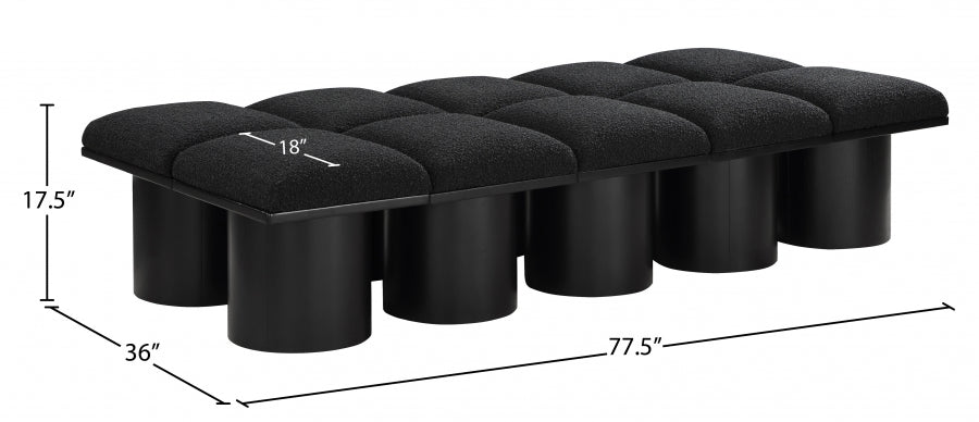 Banc Modulaire Pavilion 10pc : Bouclé Noir et Style Art Déco