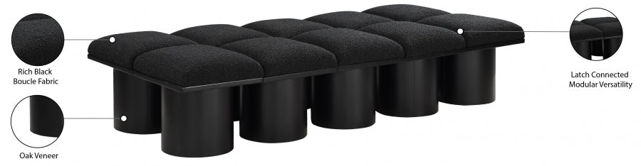 Banc Modulaire Pavilion 10pc : Bouclé Noir et Style Art Déco