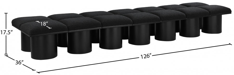 Banc Pavilion 14pc : Siège Modulaire Bouclé Noir Art Déco
