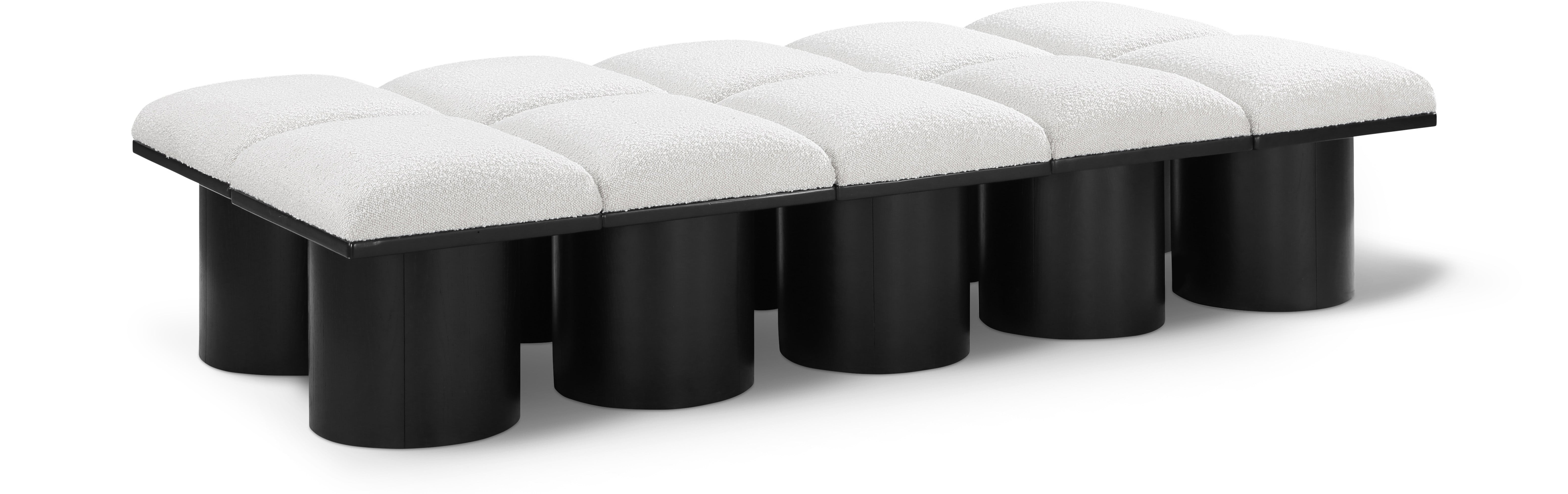 Banc Modulaire Pavilion 10pc : Bouclé Noir et Style Art Déco
