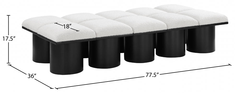 Banc Modulaire Pavilion 10pc : Bouclé Noir et Style Art Déco