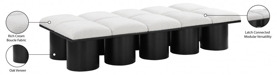 Banc Modulaire Pavilion 10pc : Bouclé Noir et Style Art Déco