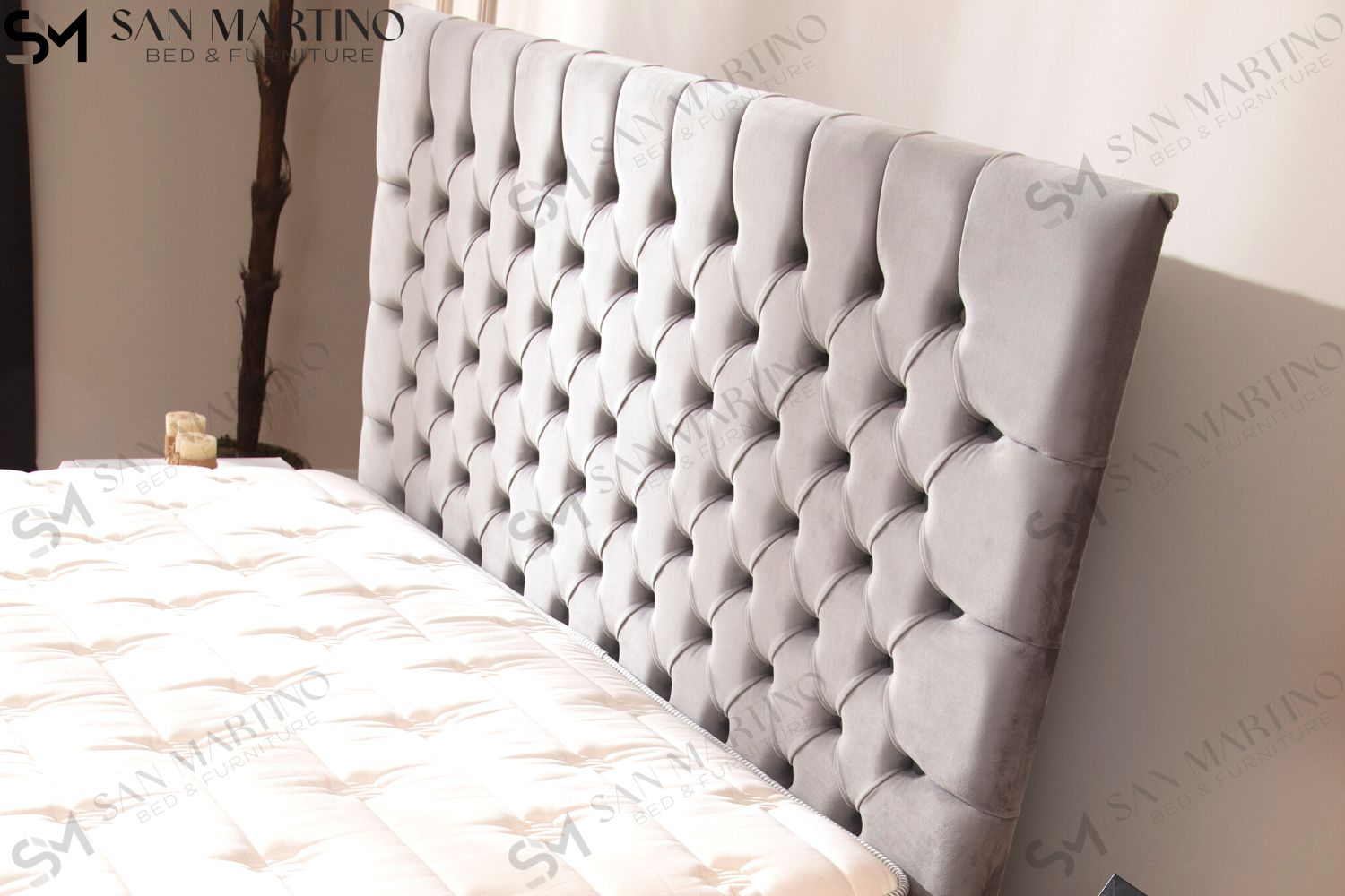Lit Coffre LAGOS Velours Gris