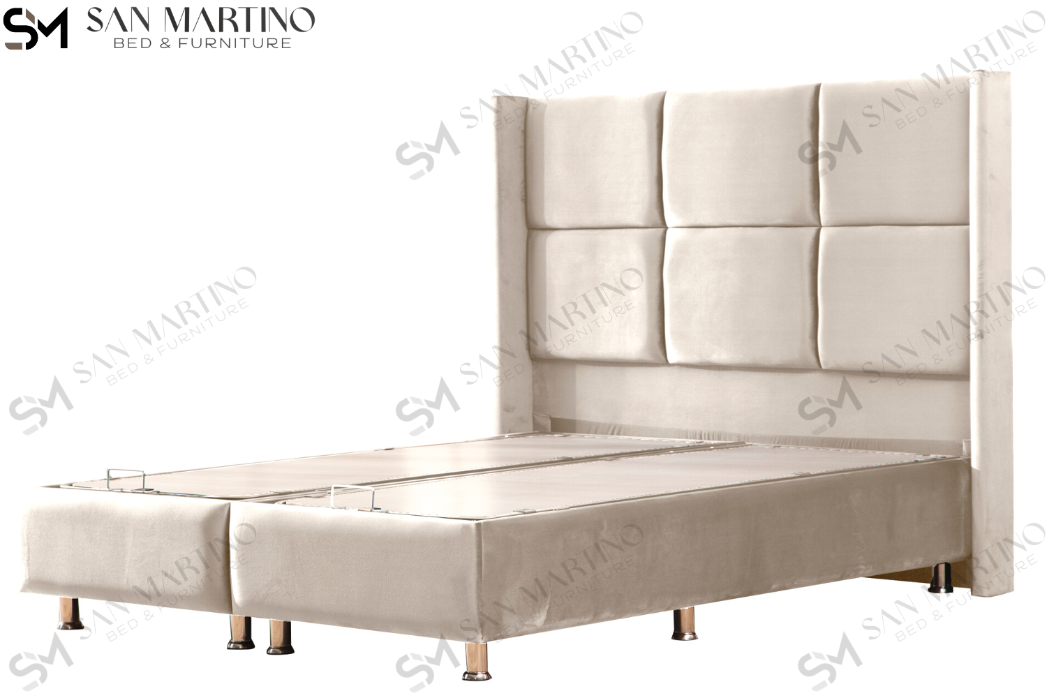 Lit Coffre RIO Velours Beige