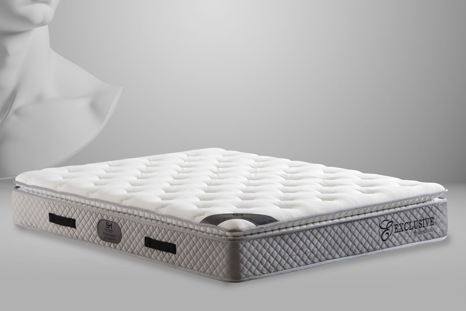 Matelas San Martino Exclusif Ressorts Gris 32cm d'Epaisseur Avec Surmatelas Intégré