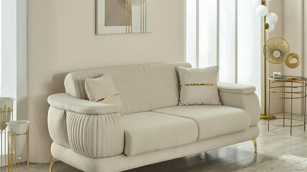 Ensemble de Sofa RESITAL Deluxe Beige&Or (3+2+1)