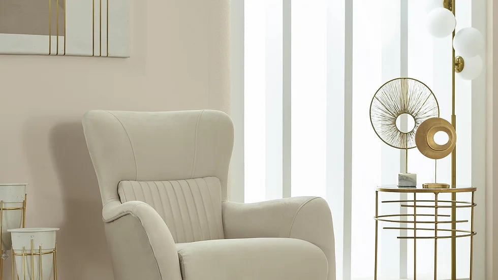 Ensemble de Sofa RESITAL Deluxe Beige&Or (3+2+1)