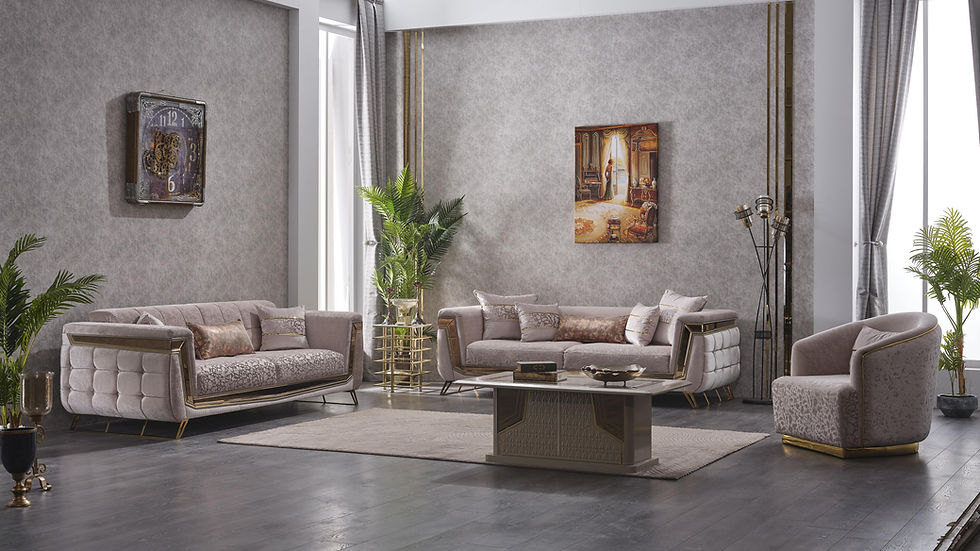 Ensemble de sofa MAXIMO beige et doré (3+2+1)