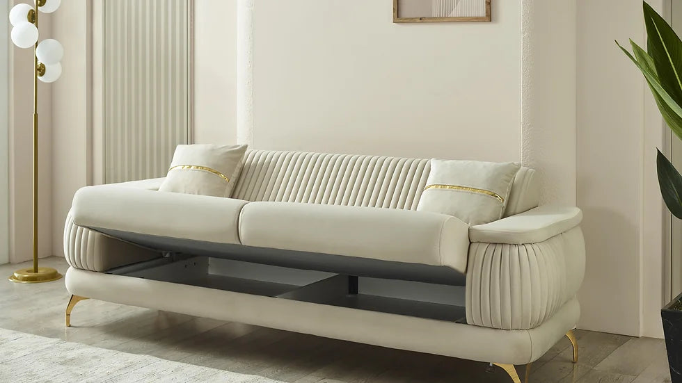 Ensemble de Sofa RESITAL Deluxe Beige&Or (3+2+1)