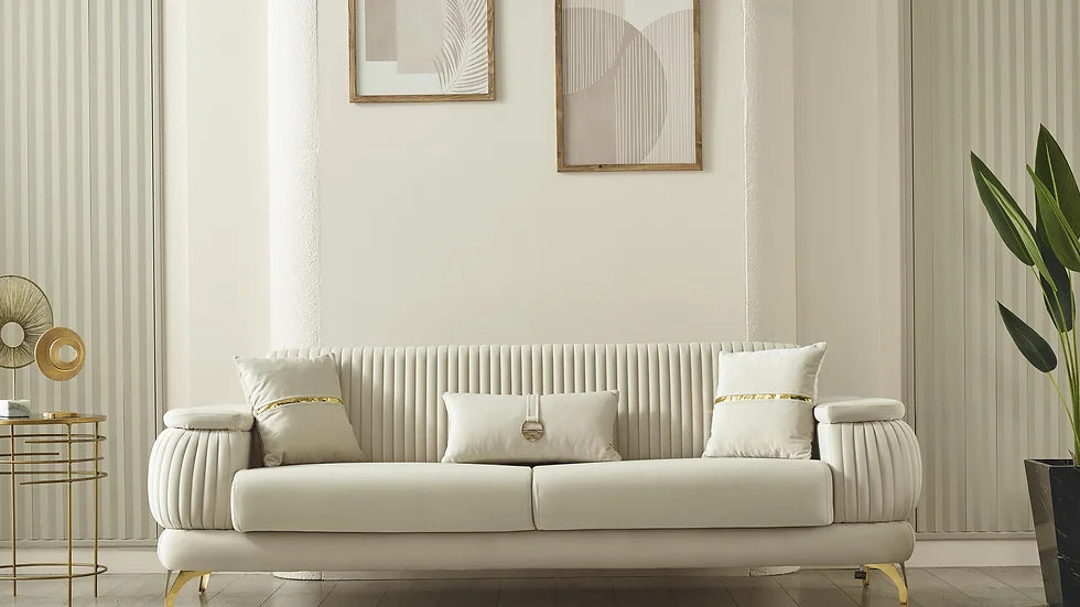 Ensemble de Sofa RESITAL Deluxe Beige&Or (3+2+1)