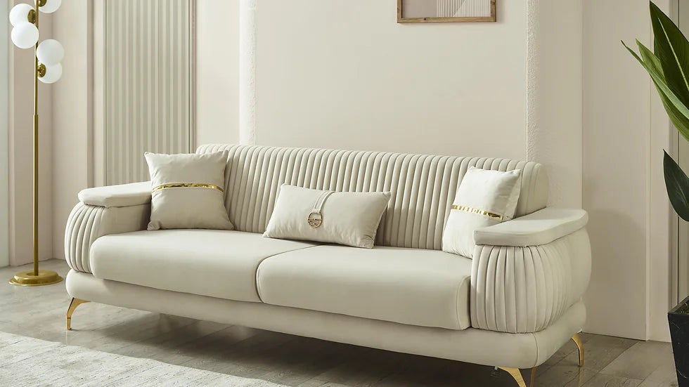 Ensemble de Sofa RESITAL Deluxe Beige&Or (3+2+1)